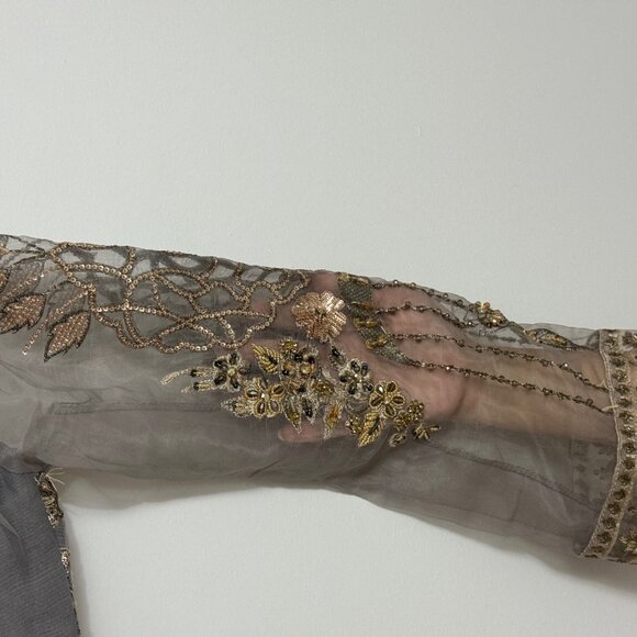 Organza long dress with chiffon dupatta - Picture 5 of 10